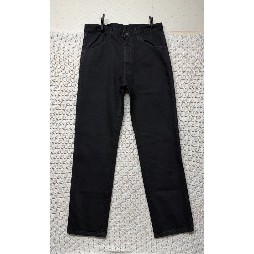 Rustler Jeans Mens 34x32 Black Denim Straight Leg 100% Cotton Workwear
